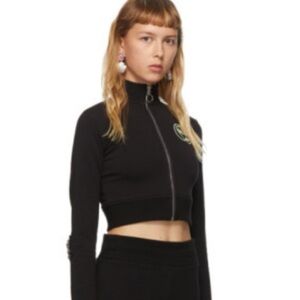 Im Sorry by Petra Collins SSENSE Exclusive Black Logo Crop Top Zip Up Top Small